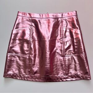 Art Class | Metallic Pink Faux Leather Mini Skirt (girls L)